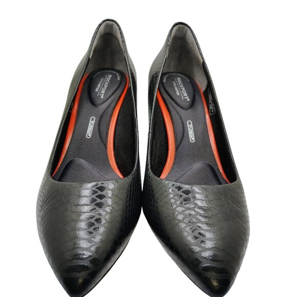 Rockport Black Snakeskin Leather Pumps | Size 9.5 | Total Motion Heels - Picture 2 of 7